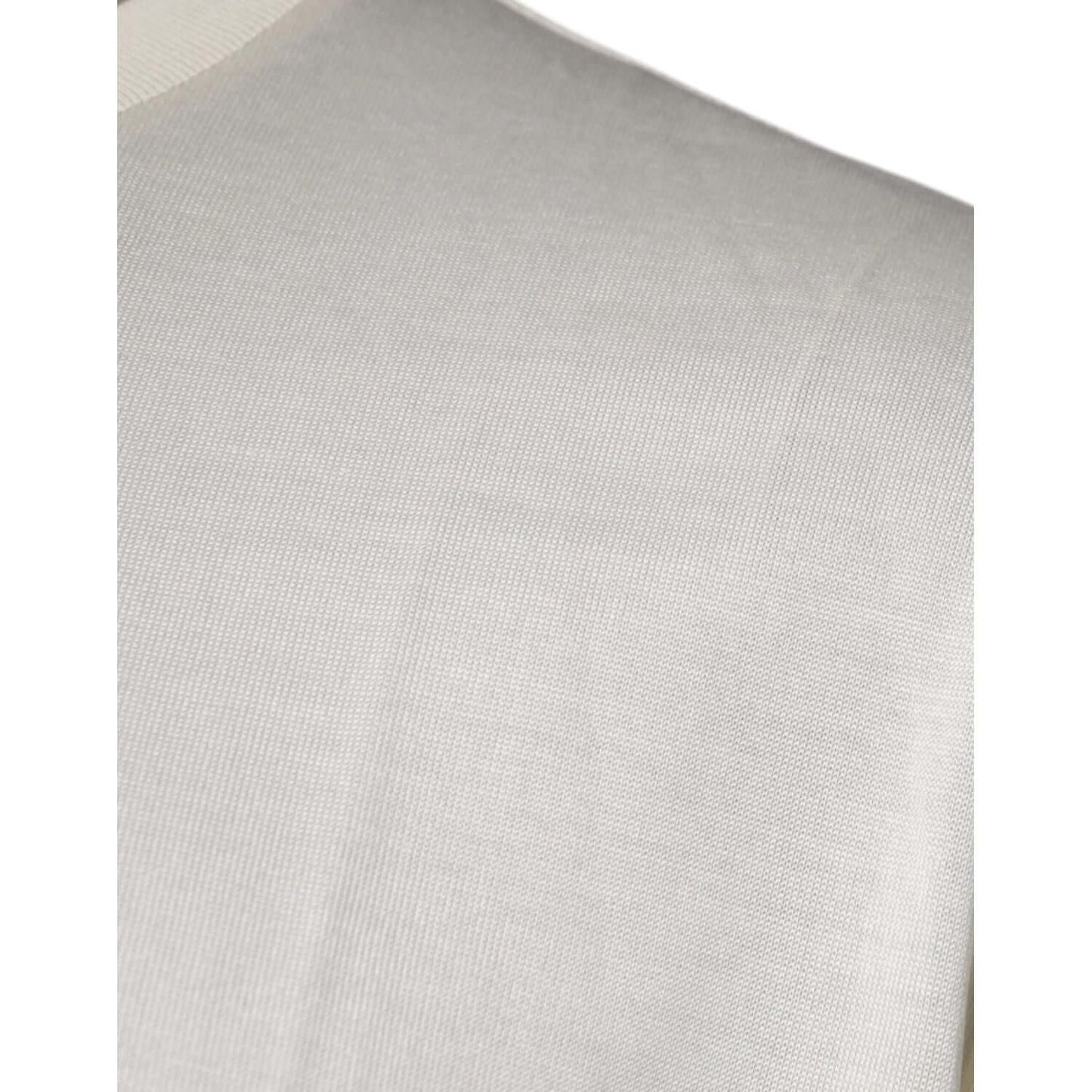 Dolce & Gabbana off white silk blend crew neck short sleeve t-shirt detail, 60% silk 40% cotton, made in Italy