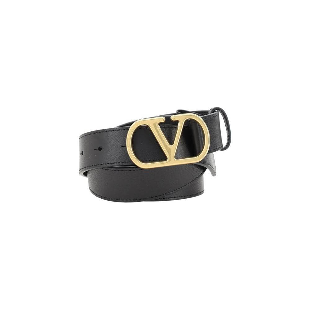 Valentino Garavani VLogo leather belt with gold buckle, luxurious accessory for stylish and sophisticated looks