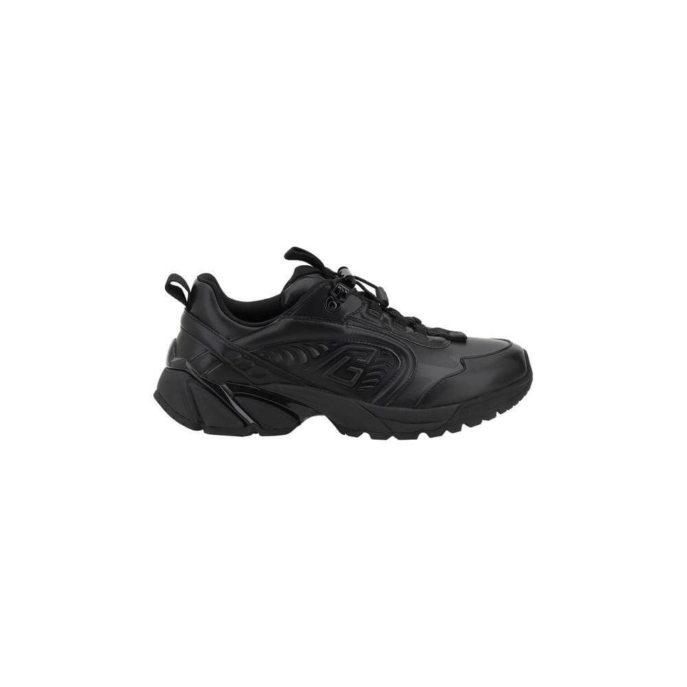 Balmain Cosmic Sneakers in black leather with embossed side logo, elasticized laces, and platform sole for height and comfort.