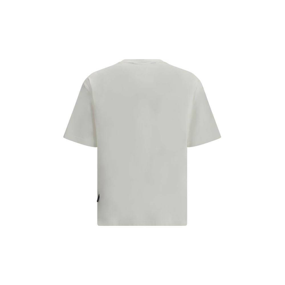 Back view of Palm Angels Burning Oasis T-Shirt in cotton with iconic multicolored print, showcasing ribbed crew neck and bold design.
