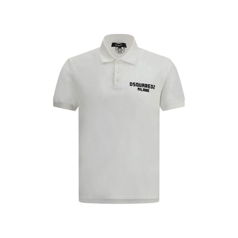 Dsquared² Tennis Polo Shirt in cotton with classic collar and front buttons, featuring a contrast monogram for a stylish design.