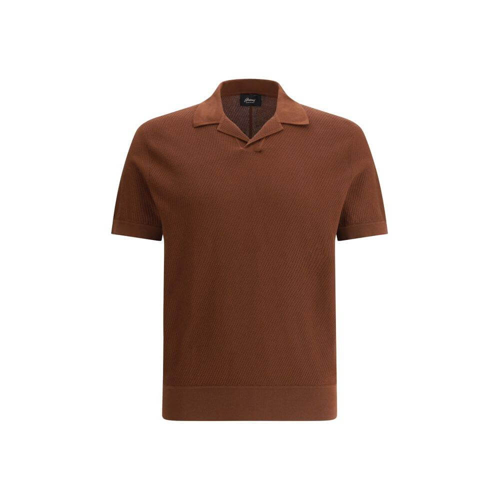 Brioni polo shirt with refined knit design, classic collar, and ribbed hem for a comfortable fit. Perfect for elegant casual style.