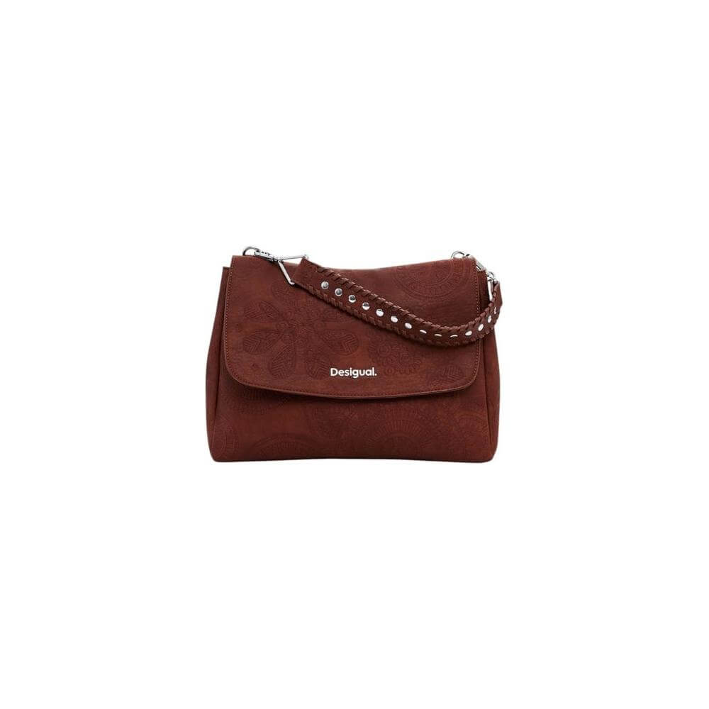 Desigual brown polyethylene handbag for women, medium-sized, spring/summer collection, made from 100% polyurethane.