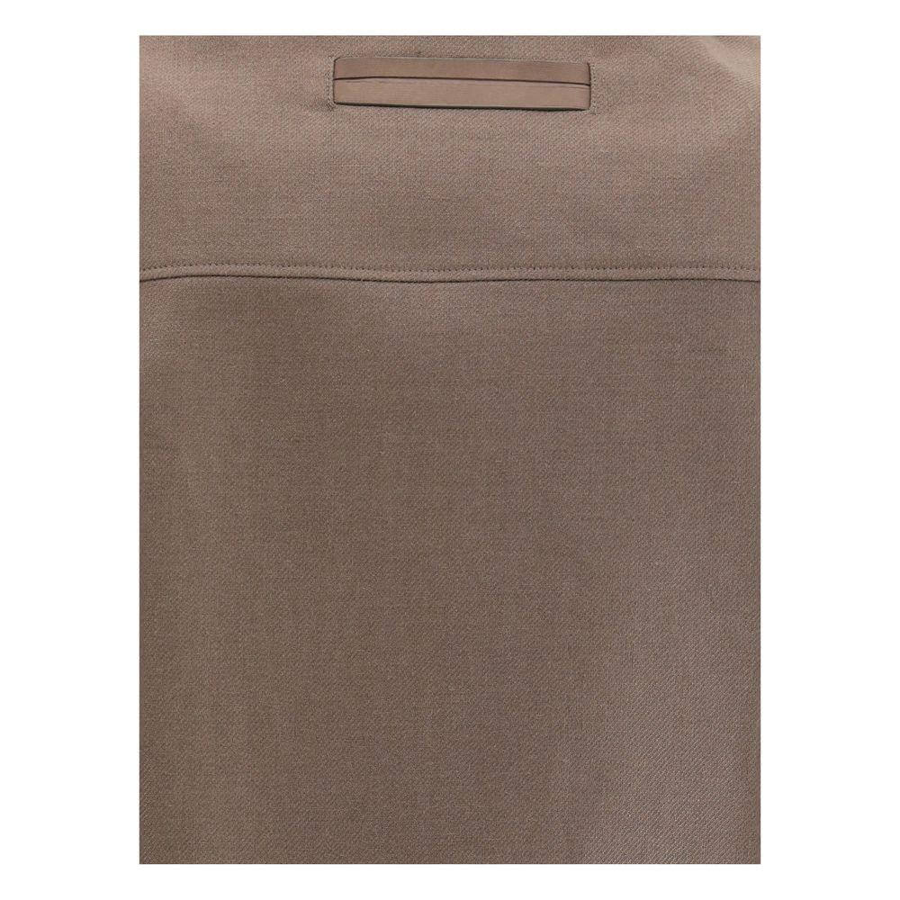 Back detail of ZEGNA Linen Shirt Jacket showcasing textured fabric and minimalist design.