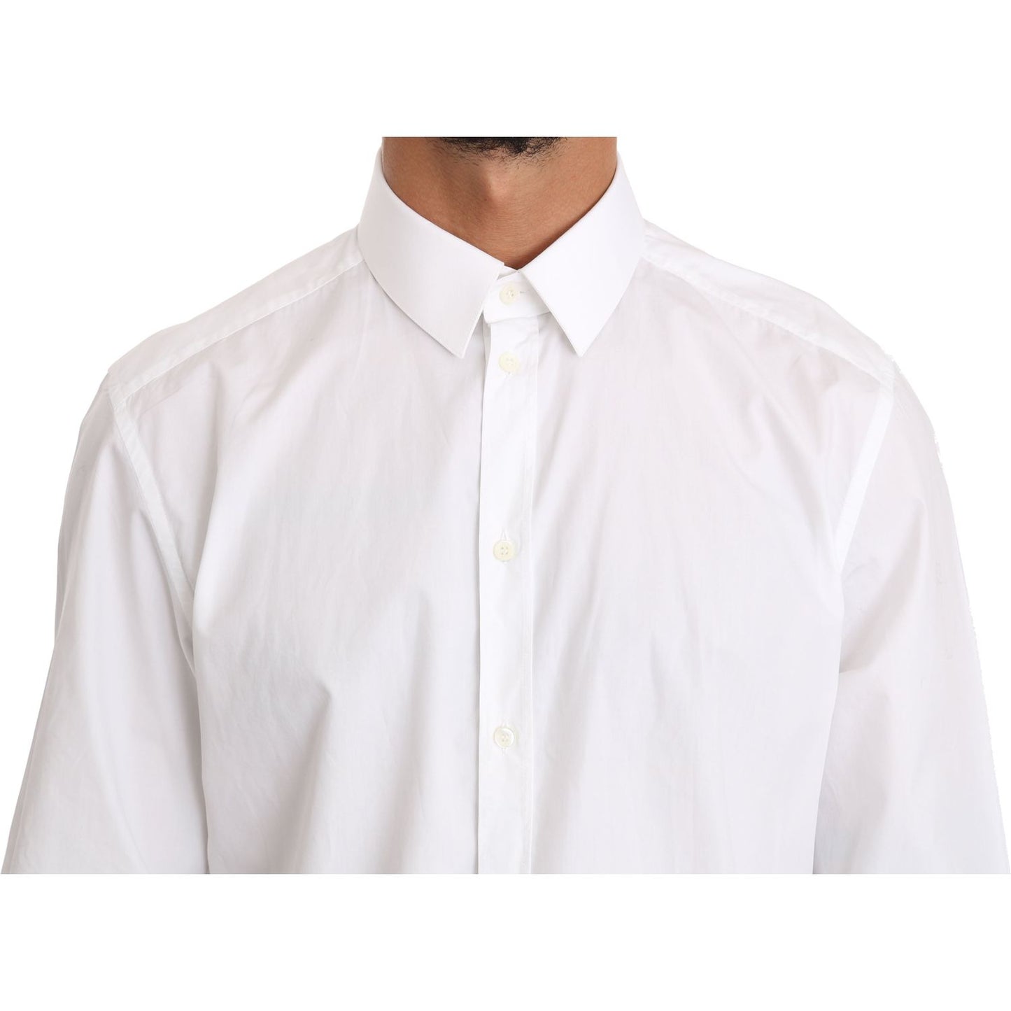 Dolce & Gabbana White Cotton GOLD Dress Shirt MAN SHIRTS