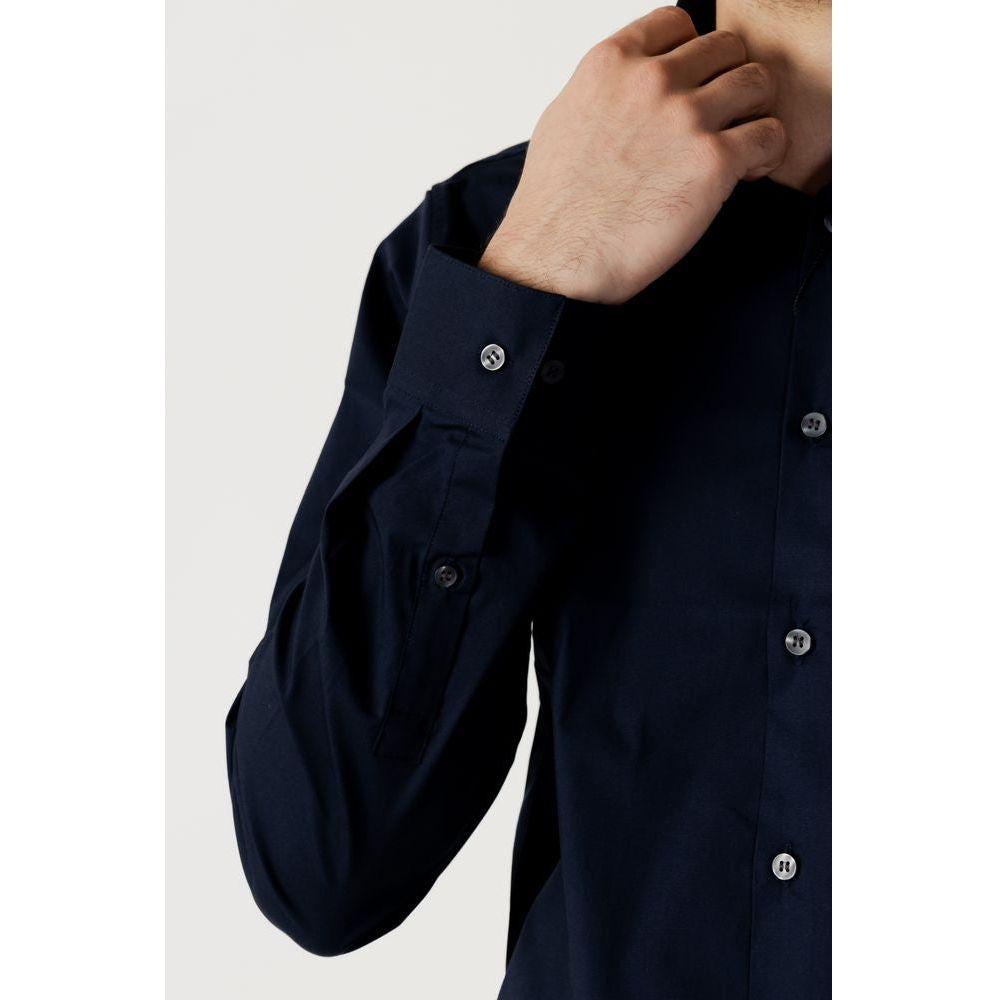 Calvin Klein Blue Cotton Shirt Calvin Klein Light Gray