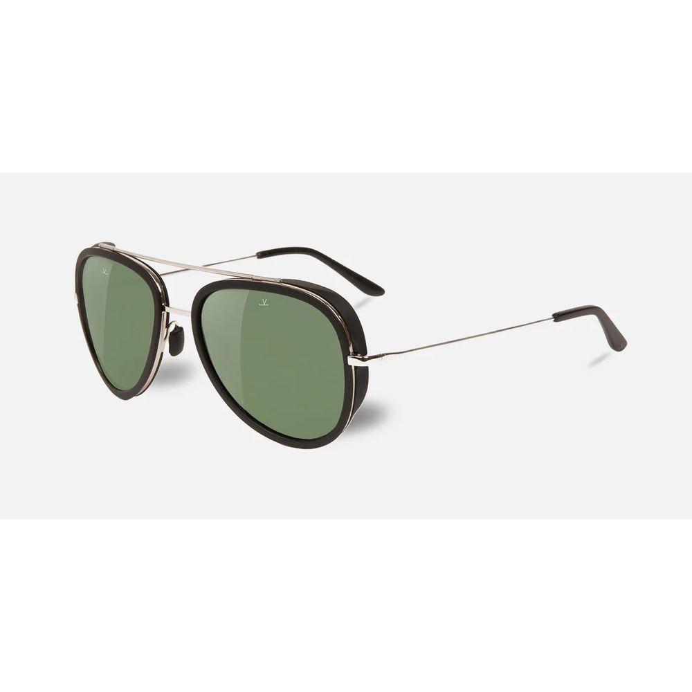 Vuarnet black stainless steel sunglasses with green category 3 mineral glass lenses, model VL1614, perfect for alpine vision.
