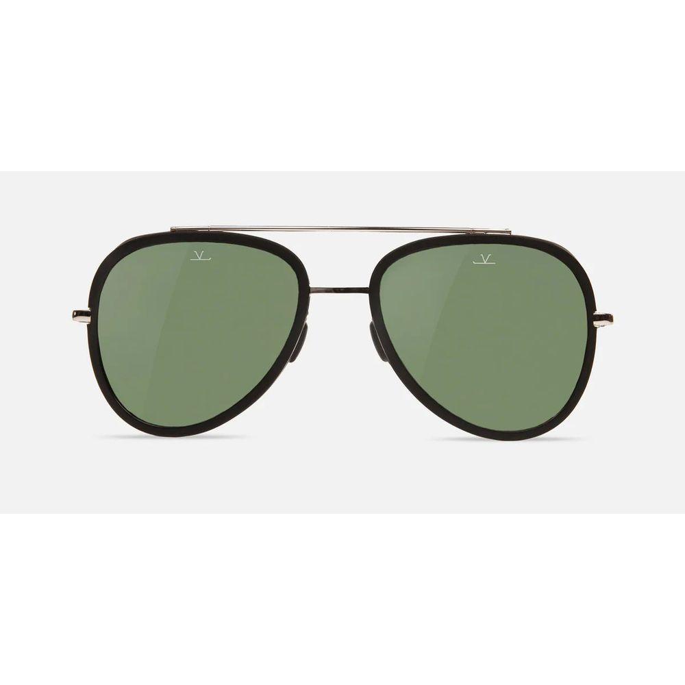 Vuarnet black stainless steel sunglasses with green lenses, alpine vision, perfect chromatic reproduction, category 3 mineral glass.