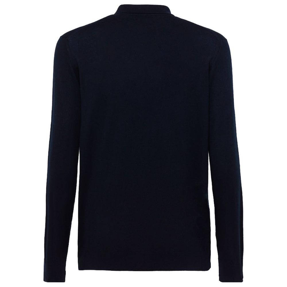 Back view of Alpha Studio dark blue cotton shirt with long sleeves and button closure, perfect for casual and formal wear.