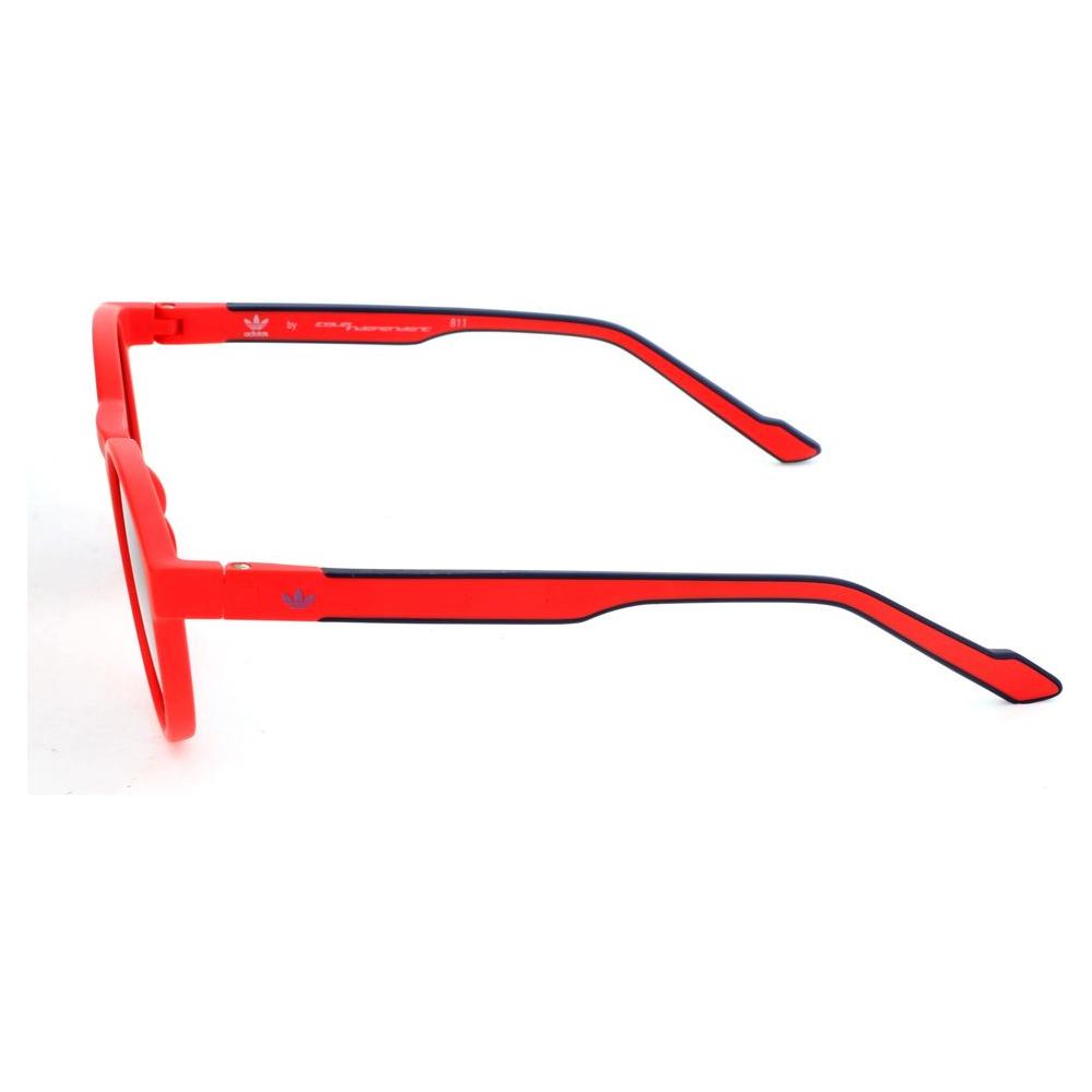 Adidas red acetate sunglasses side view, model AOR028-053000 with red frame, gray lenses. Features 50/20/145 mm size.