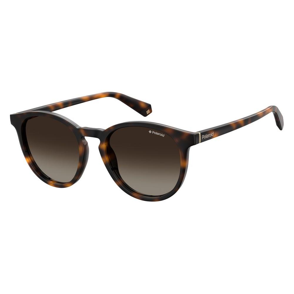 Polaroid Brown Havana Oval Sunglasses with Polarized Lenses, Unisex Design, Plastic Frame, Size 51/19/140 mm, Stylish and Comfortable
