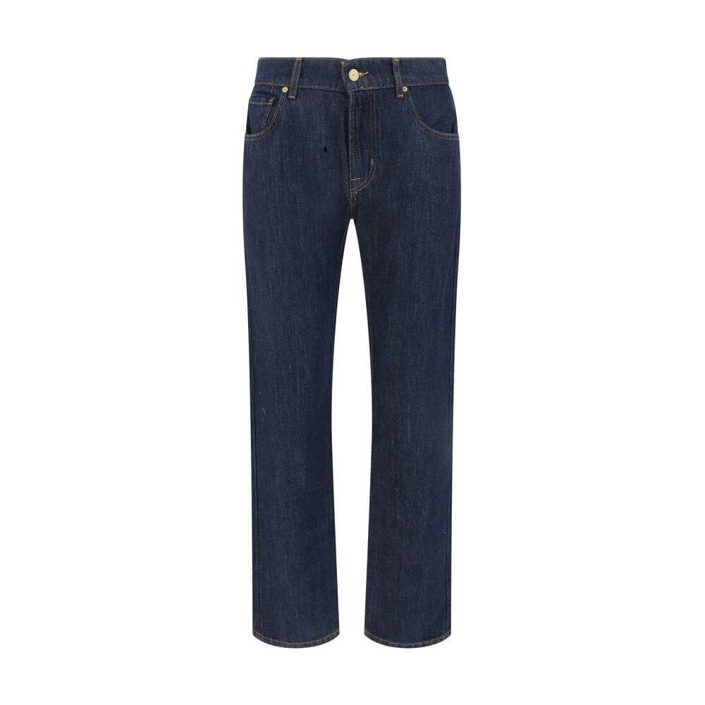 7FOR Straight Jeans with classic five-pocket design, zipper and button closure, and belt loops for casual, everyday style.