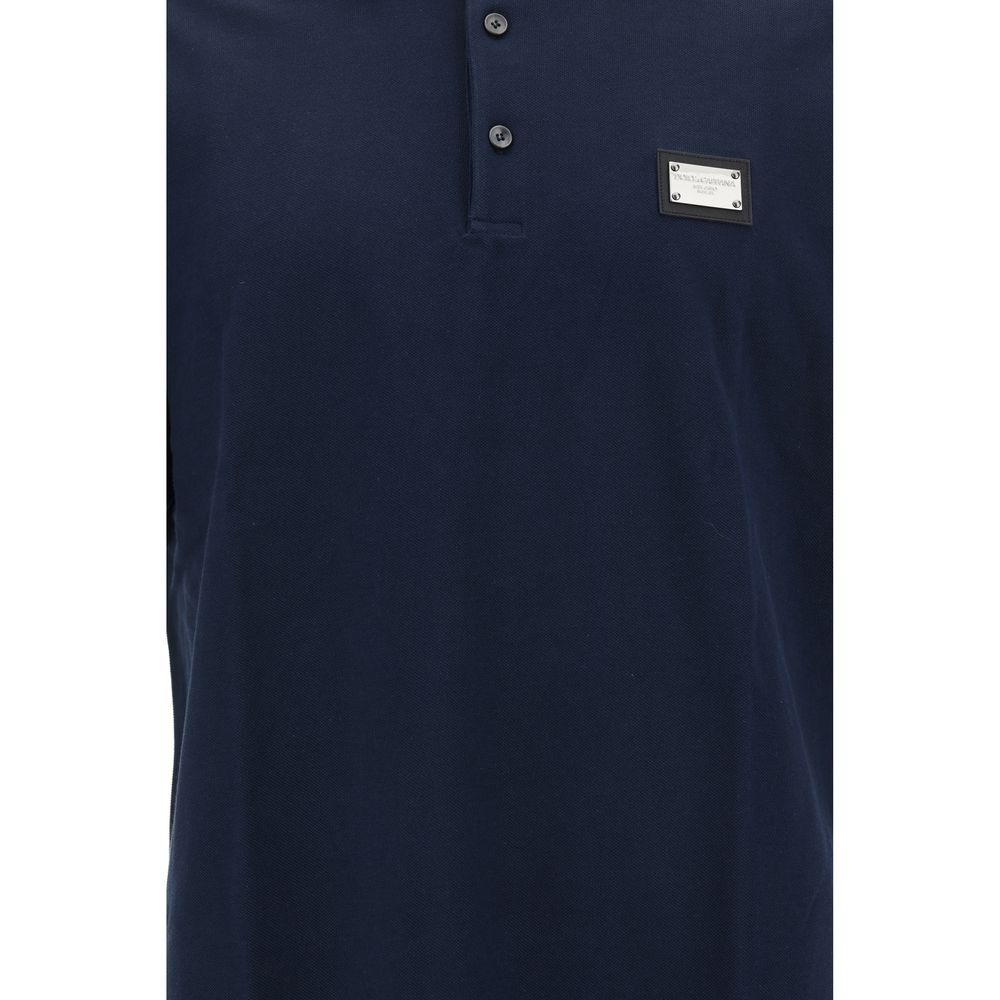 Dolce & Gabbana Blue Cotton Polo Shirt
