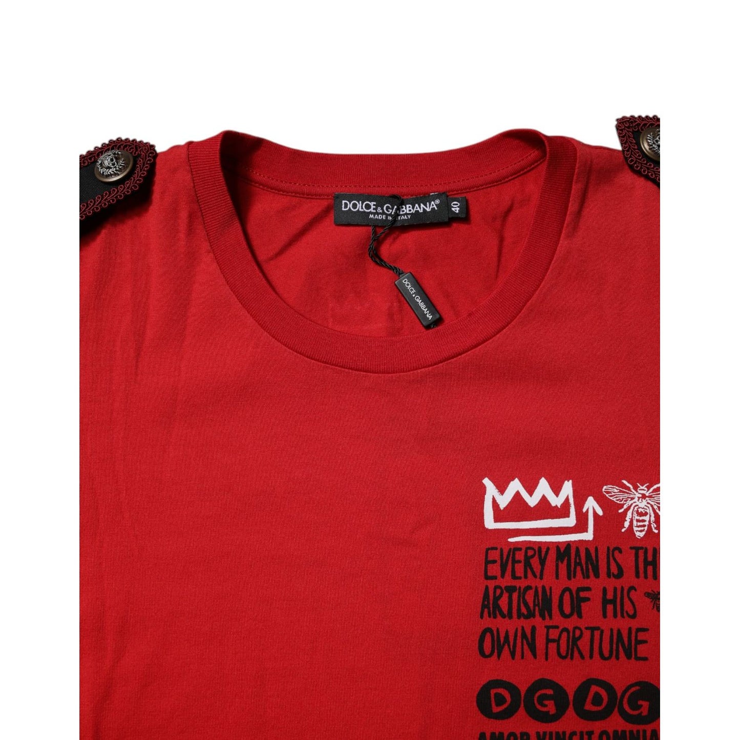 Dolce & Gabbana Red Cotton Round Neck Short Sleeves T-shirt