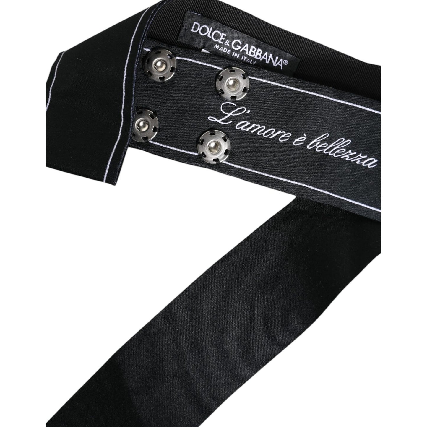 Dolce & Gabbana Black Waist Ribbon Wide Bow Logo Belt