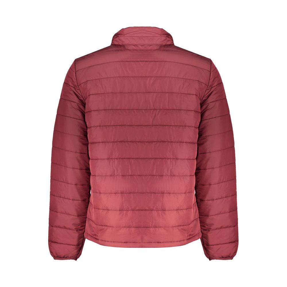 Timberland red polyester sports jacket, ideal for mid-season, with zip closure and four pockets, made of 100% recycled nylon.