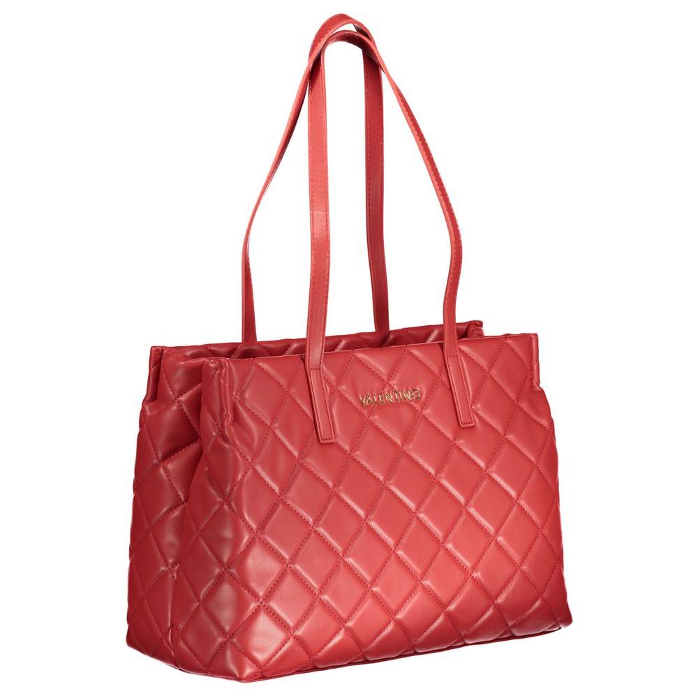 Red Valentino handbag with quilted design, two shoulder handles, zip closure, central pocket, and logo detailing.