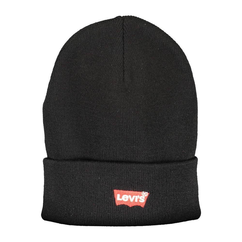 Levi's Black Acrylic Men Cap featuring embroidered logo, combining streetwear style with comfort and durability. Perfect for everyday wear.