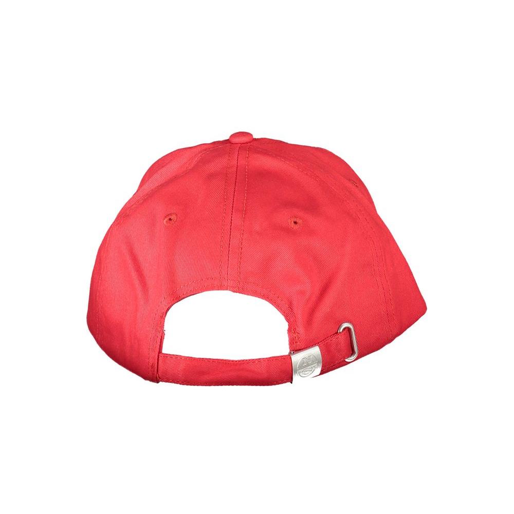 Back view of North Sails red cotton men cap with adjustable strap and logo detail, showcasing premium nautical fashion and sporty style.