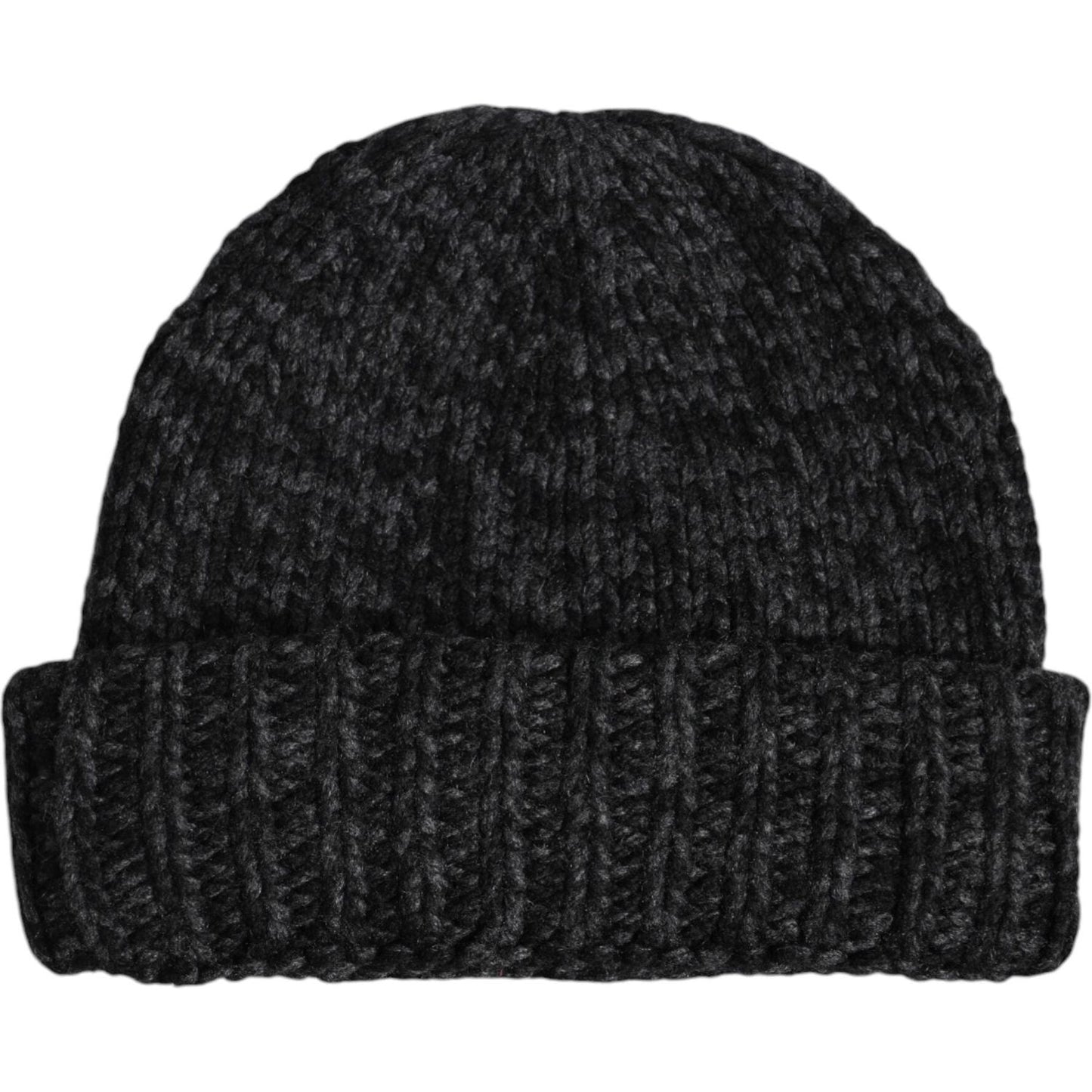 Dolce & Gabbana gray cashmere knitted winter beanie hat, 100% authentic, logo details, made in Italy, perfect for men.