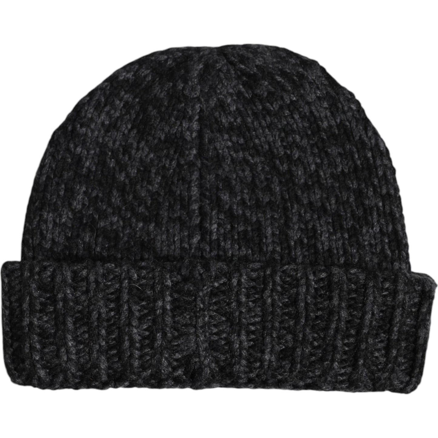 Dolce & Gabbana gray cashmere winter beanie hat, men's knitted cap, 100% cashmere, made in Italy, luxury fashion accessory.