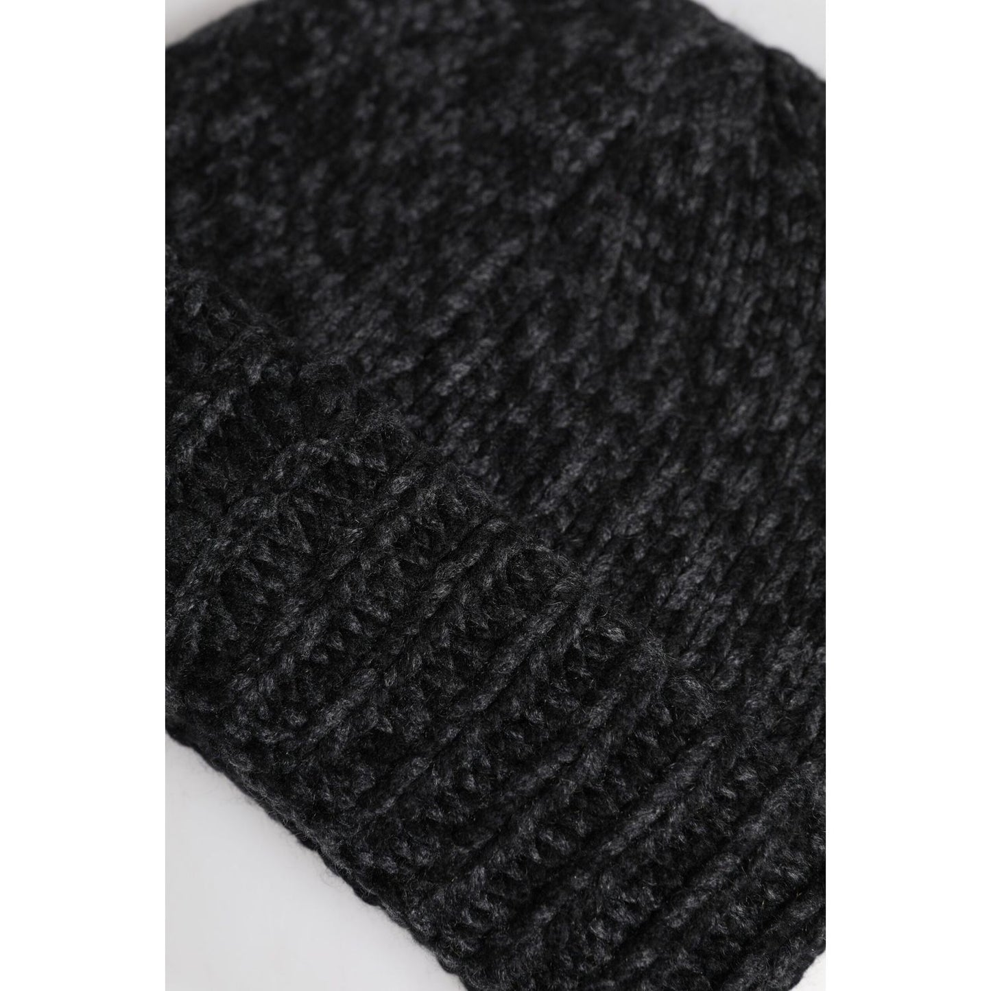 Dolce & Gabbana gray cashmere knitted winter beanie hat featuring intricate pattern, designed for men, made in Italy.