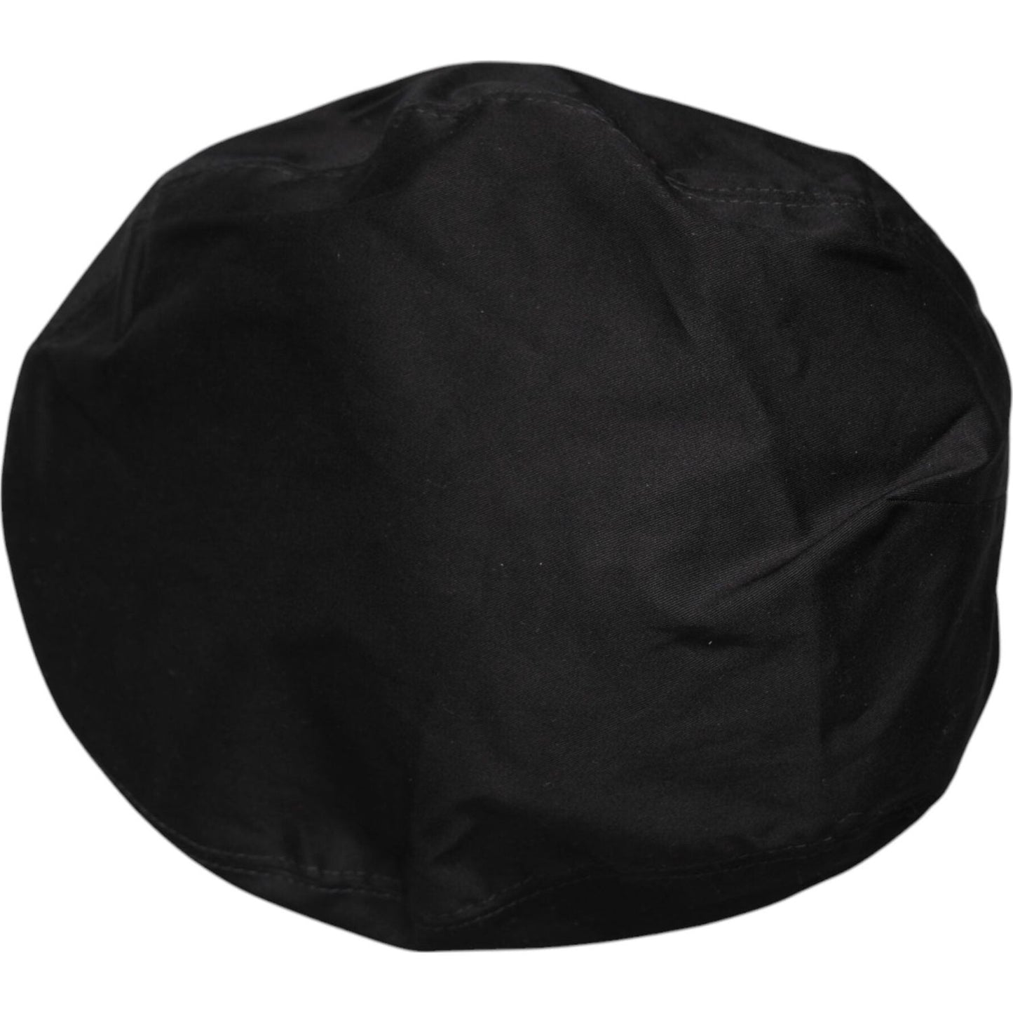 Dolce & Gabbana men's black cotton newsboy cap with logo, made in Italy, high-quality material, classic cabbie hat.