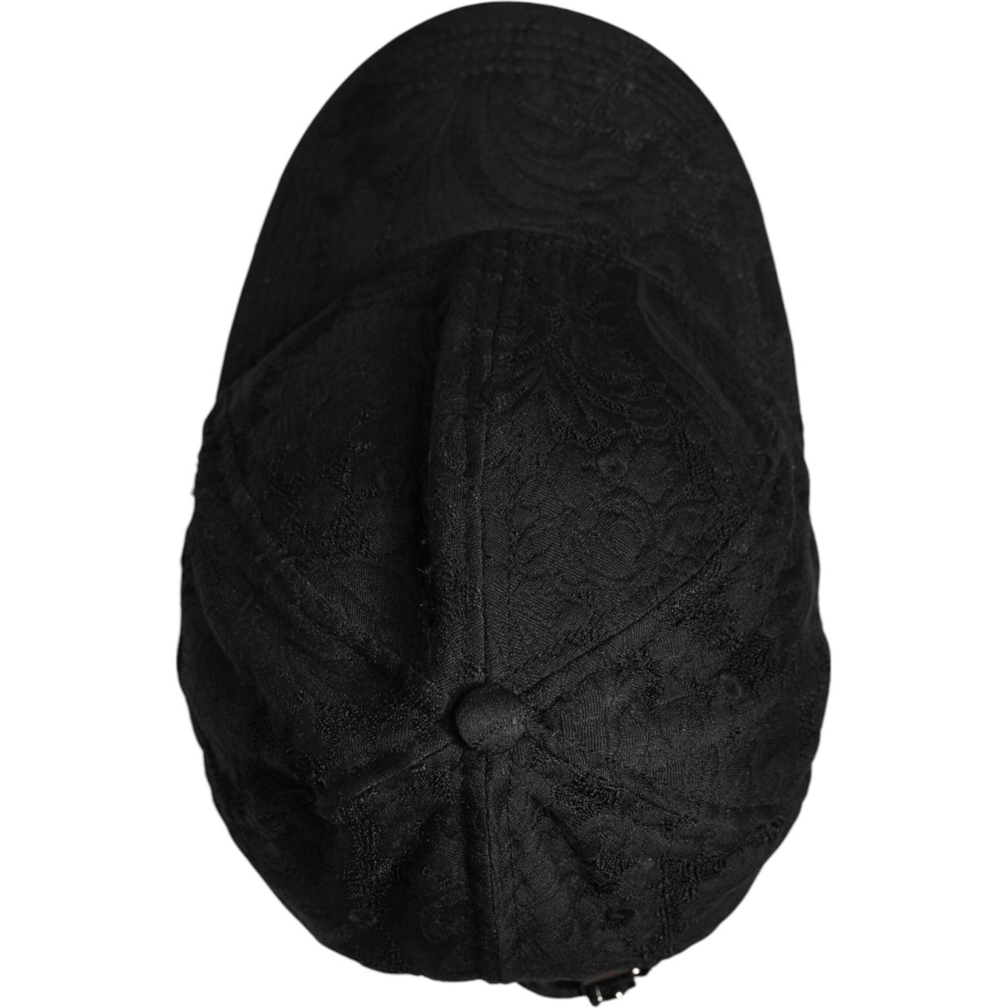 Dolce & Gabbana black floral jacquard baseball cap, featuring six panels, made from polyester, acetate, viscose, and elastane blend.