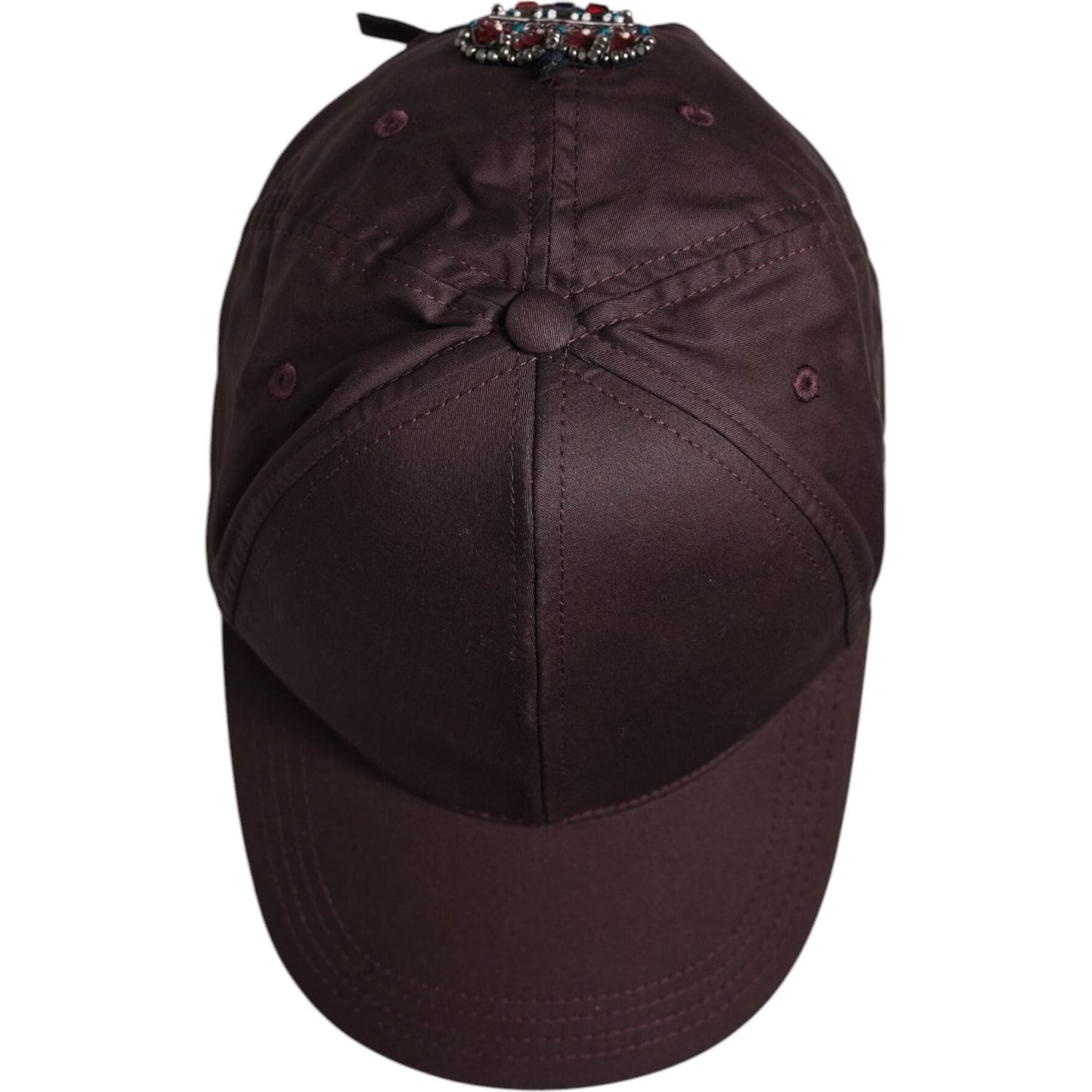 Dolce & Gabbana brown cotton baseball cap with DG crown logo, 6 panels, made in Italy. Luxurious blend of cotton, silk, polyester, elastane.