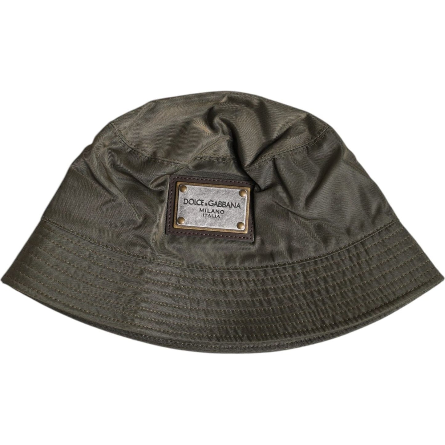 Dolce & Gabbana Brown Wide Brim Bucket Hat with Logo Plaque, 100% Polyester, Made in Italy