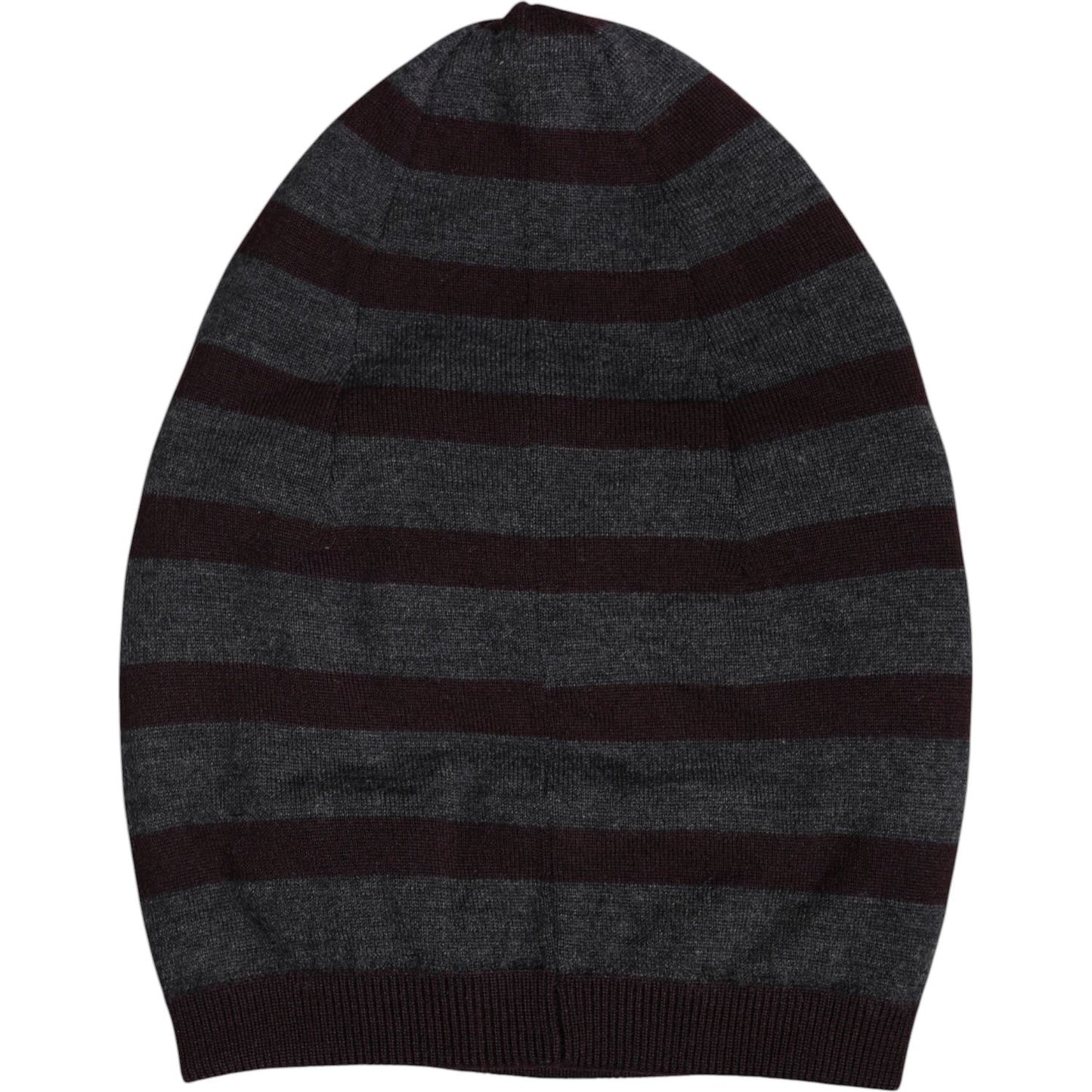 Dolce & Gabbana gray striped wool beanie hat, 100% virgin wool, authentic winter accessory, made in Italy for men.