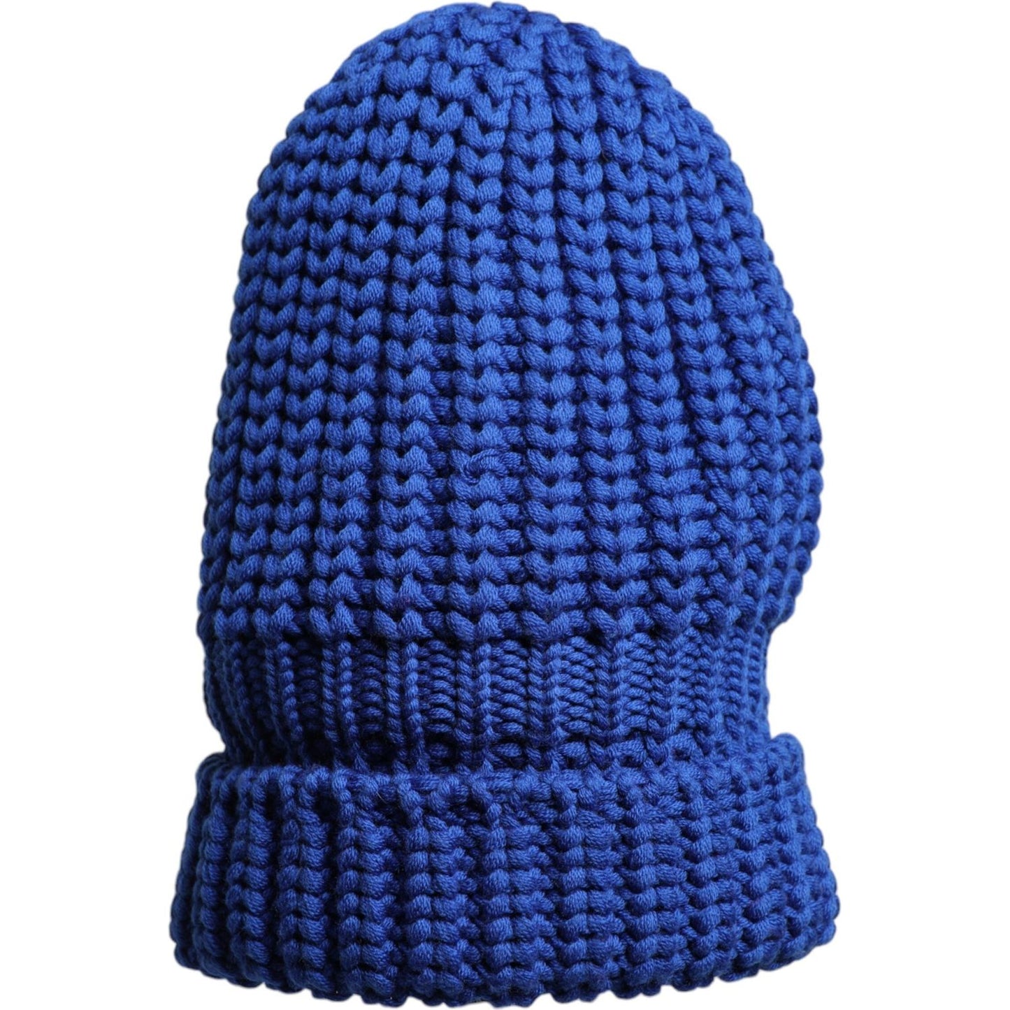 Dolce & Gabbana blue wool knitted winter beanie hat, 100% virgin wool, stylish men's fashion accessory, made in Italy, warm and cozy.