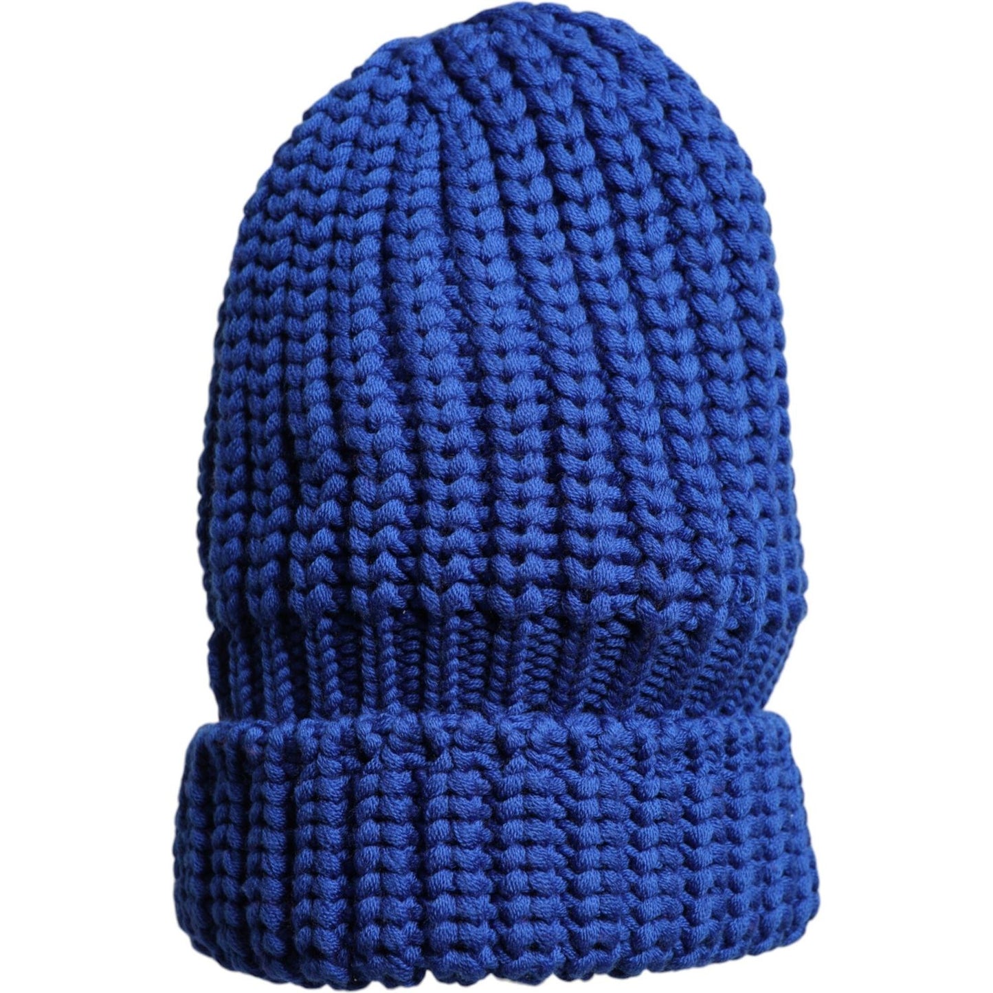 Dolce & Gabbana blue wool knitted winter beanie hat, 100% virgin wool, brand new with logo details, made in Italy.