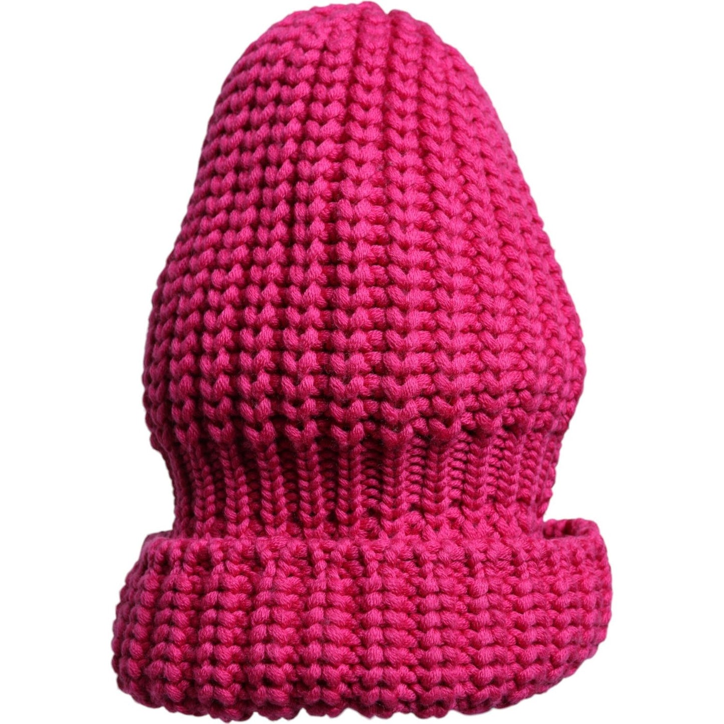 Dolce & Gabbana pink wool knitted winter beanie hat for men, featuring 100% virgin wool and logo details, made in Italy.