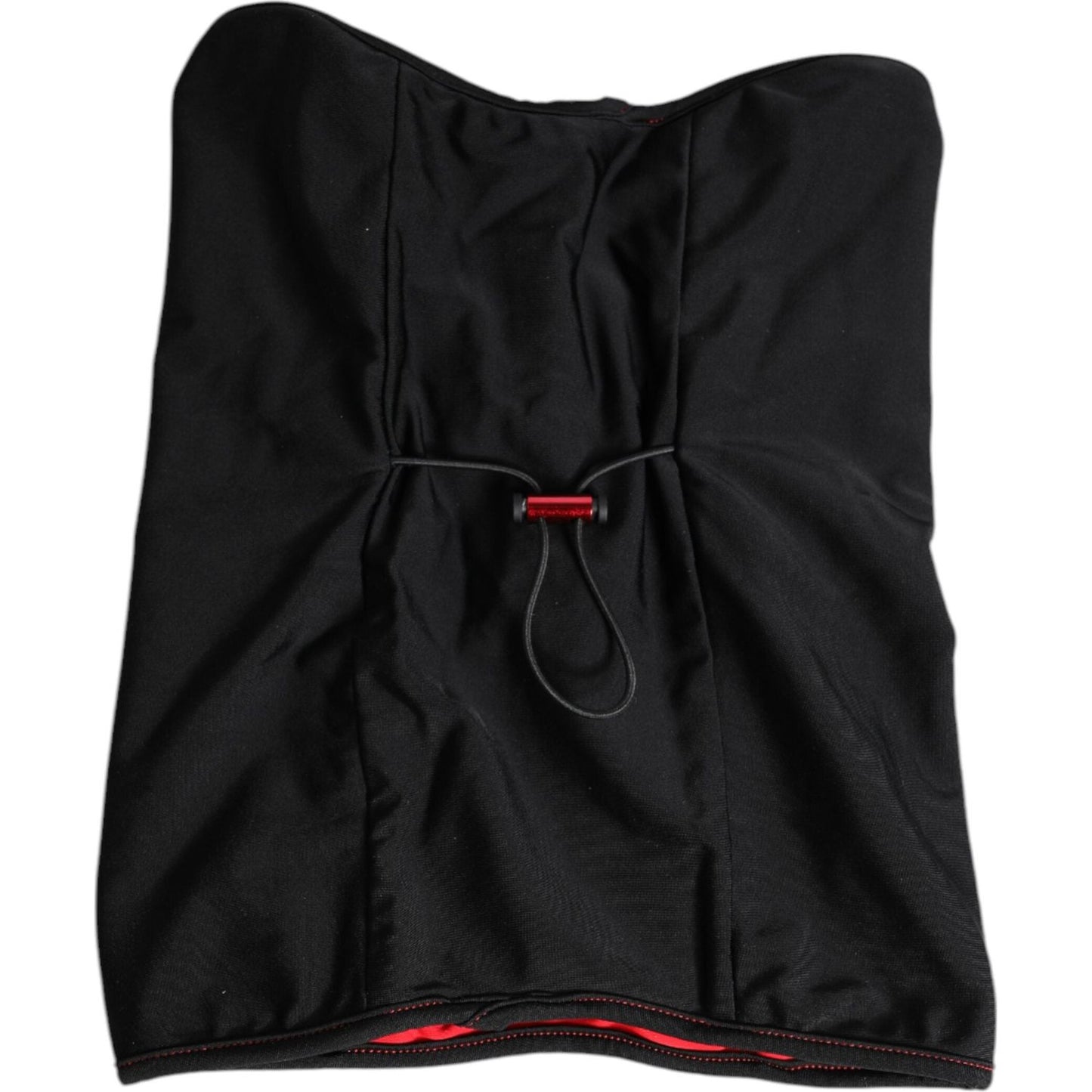 Dolce & Gabbana black nylon knitted neck warmer balaclava scarf, with logo details, made in Italy.