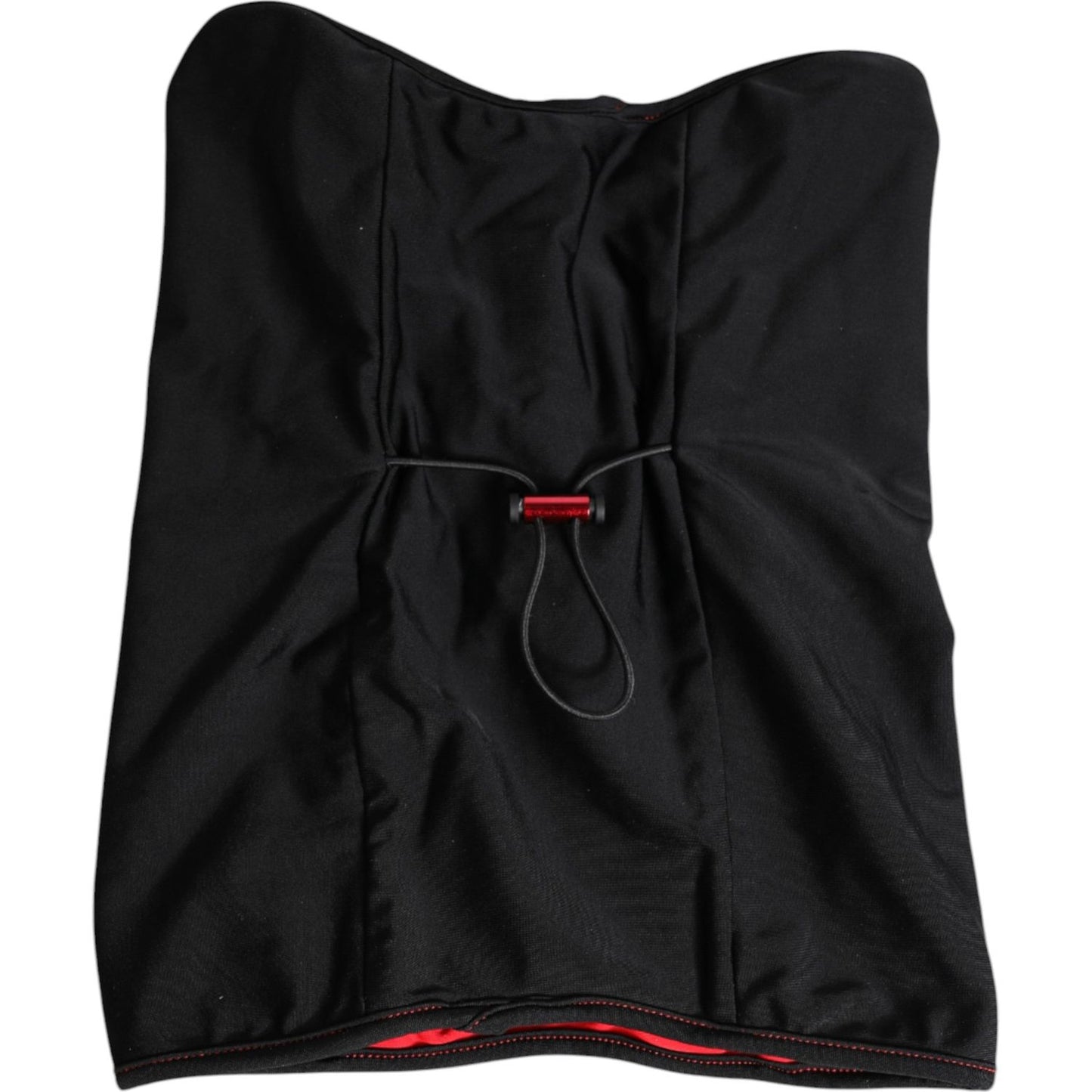 Dolce & Gabbana black nylon wool knit neck warmer balaclava scarf with logo details, made in Italy.