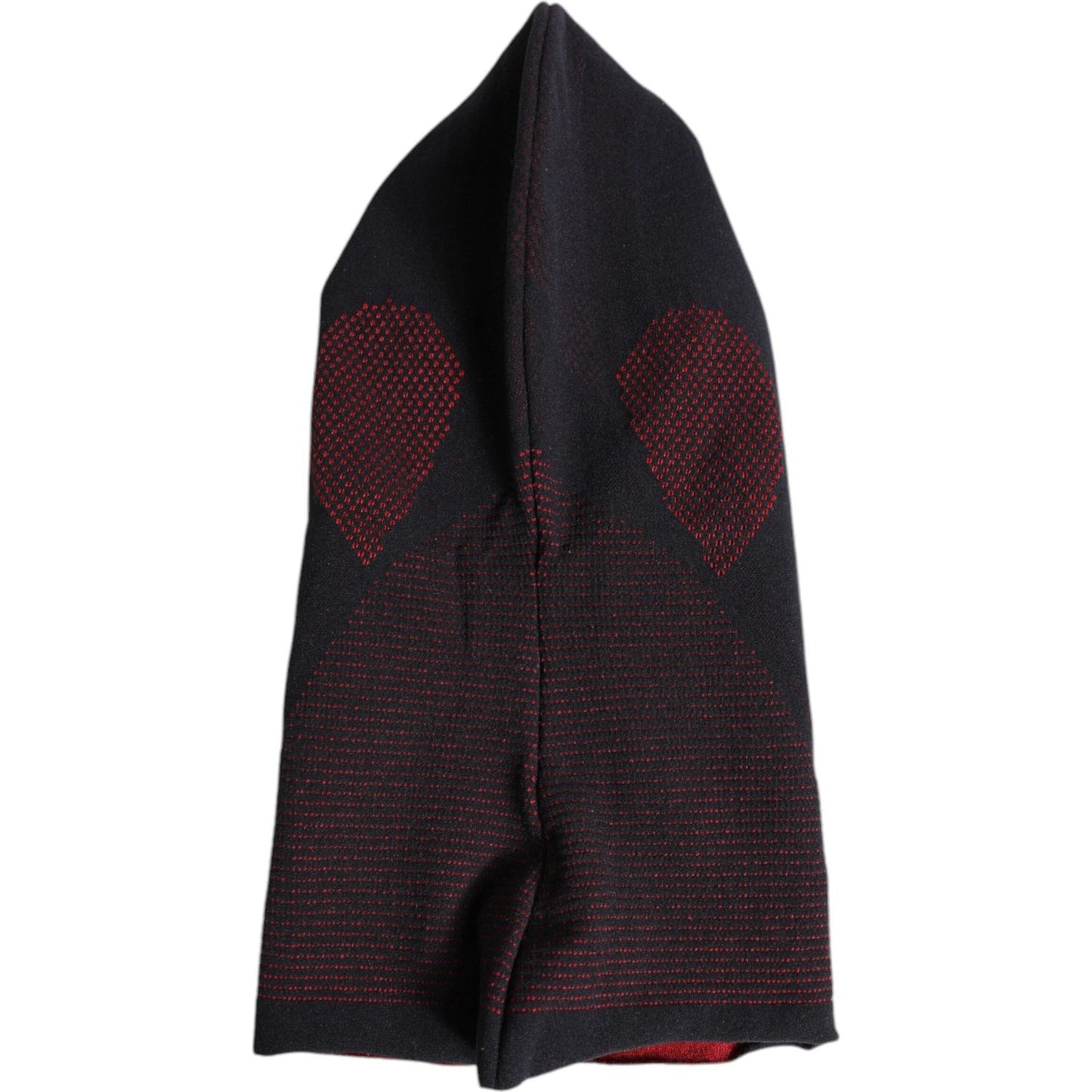 Dolce & Gabbana black cotton ski mask balaclava with red accents, luxury winter accessory, 97% cotton, made in Italy.