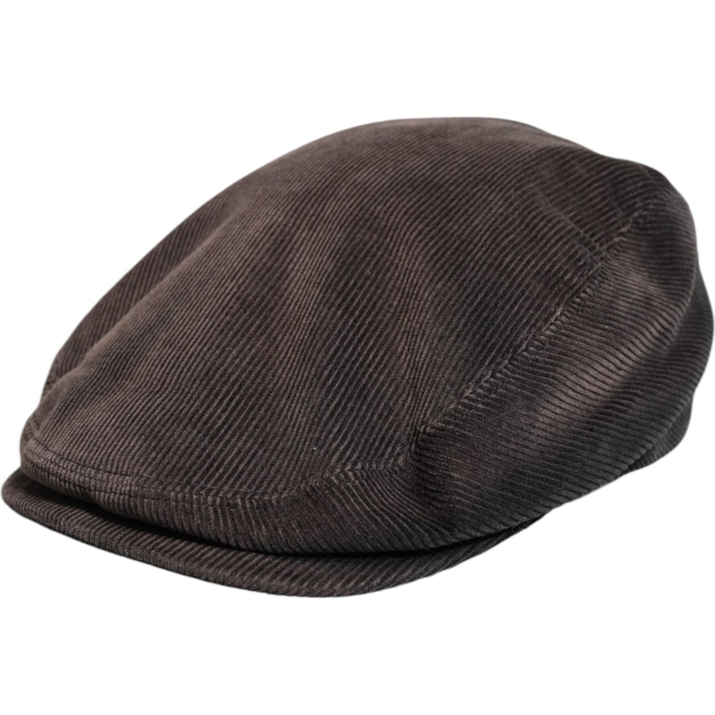 Dolce & Gabbana brown cotton newsboy cap with logo detail, 100% cotton outer, 100% viscose lining, made in Italy.