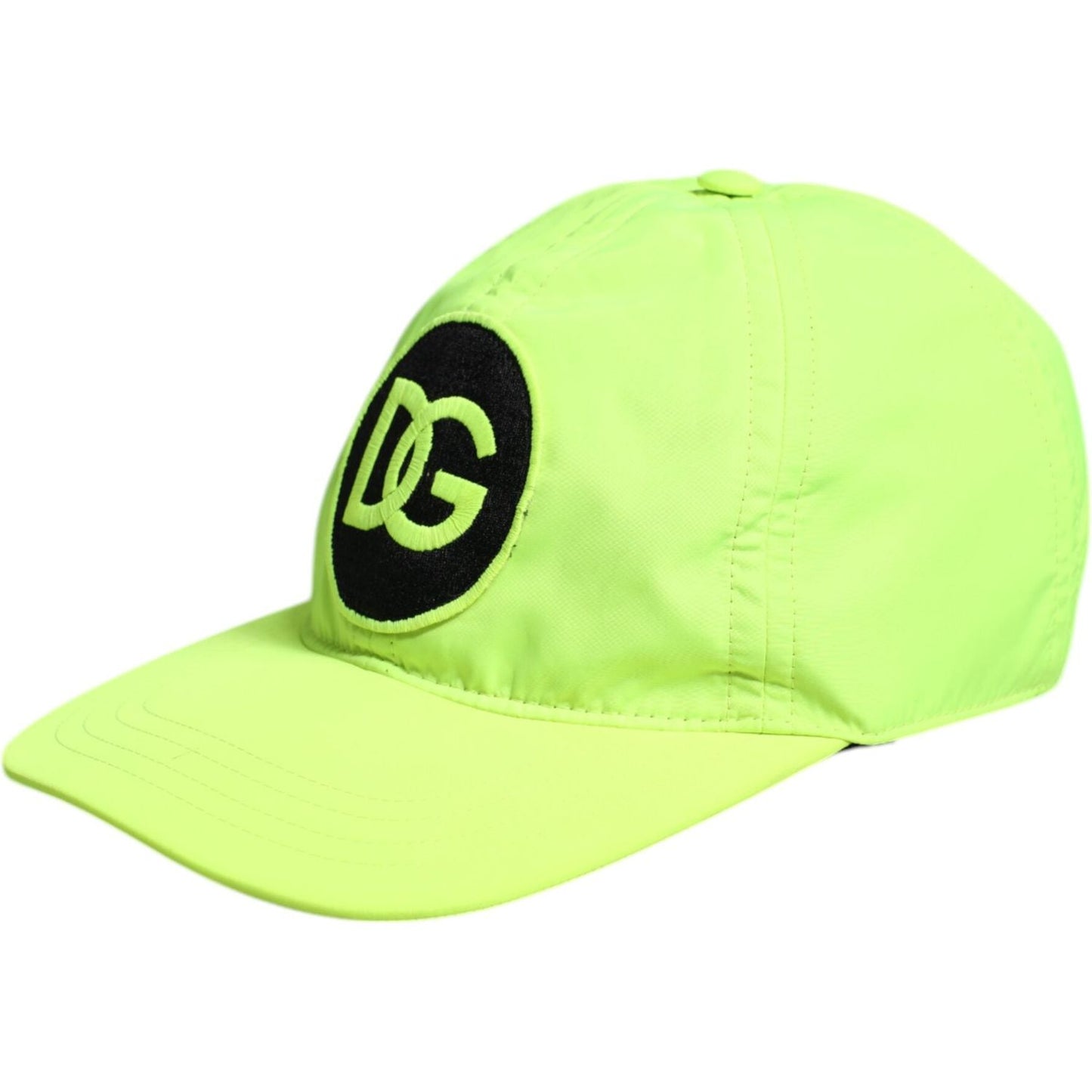 Dolce & Gabbana yellow green baseball cap with DG logo, made of polyester and viscose, stylish men's accessory made in Italy.