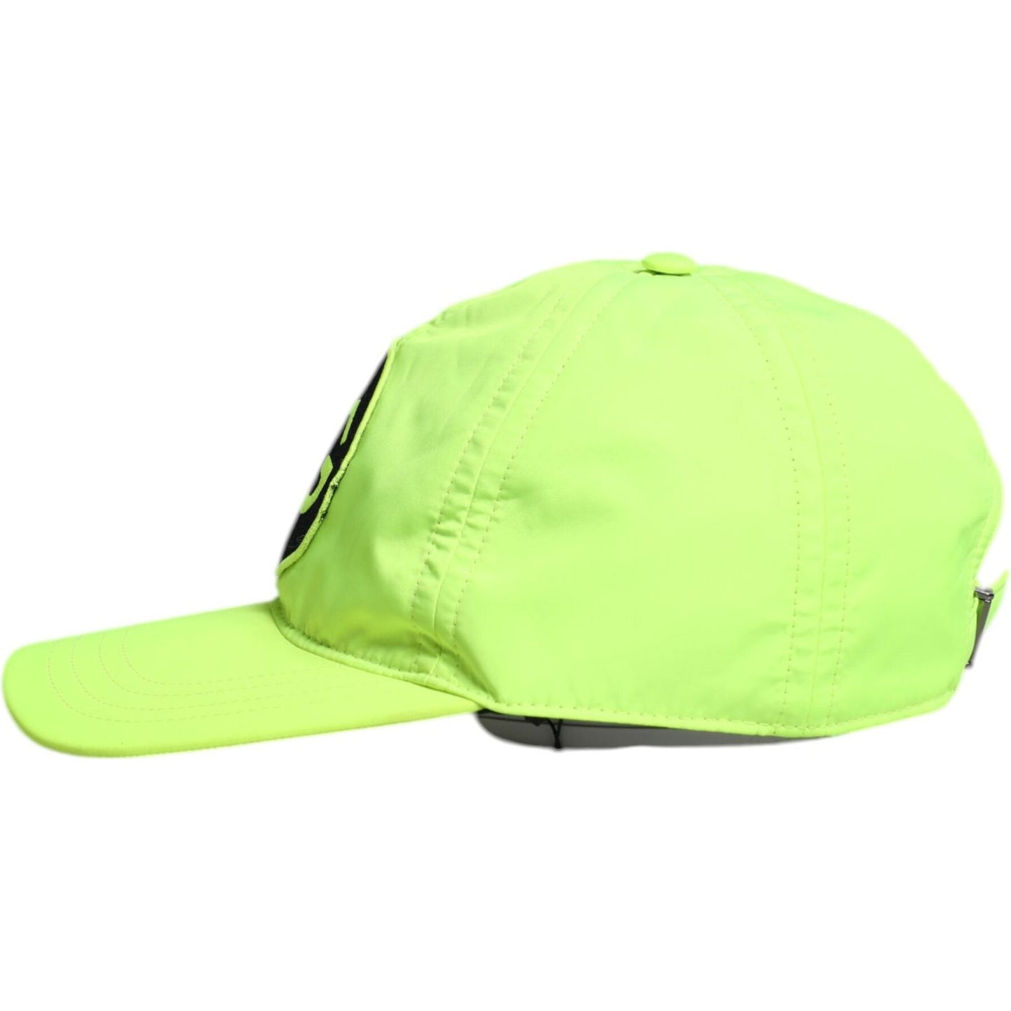 Dolce & Gabbana yellow green baseball cap with DG logo, 6-panel design, 100% polyester, men's fashion accessory made in Italy.