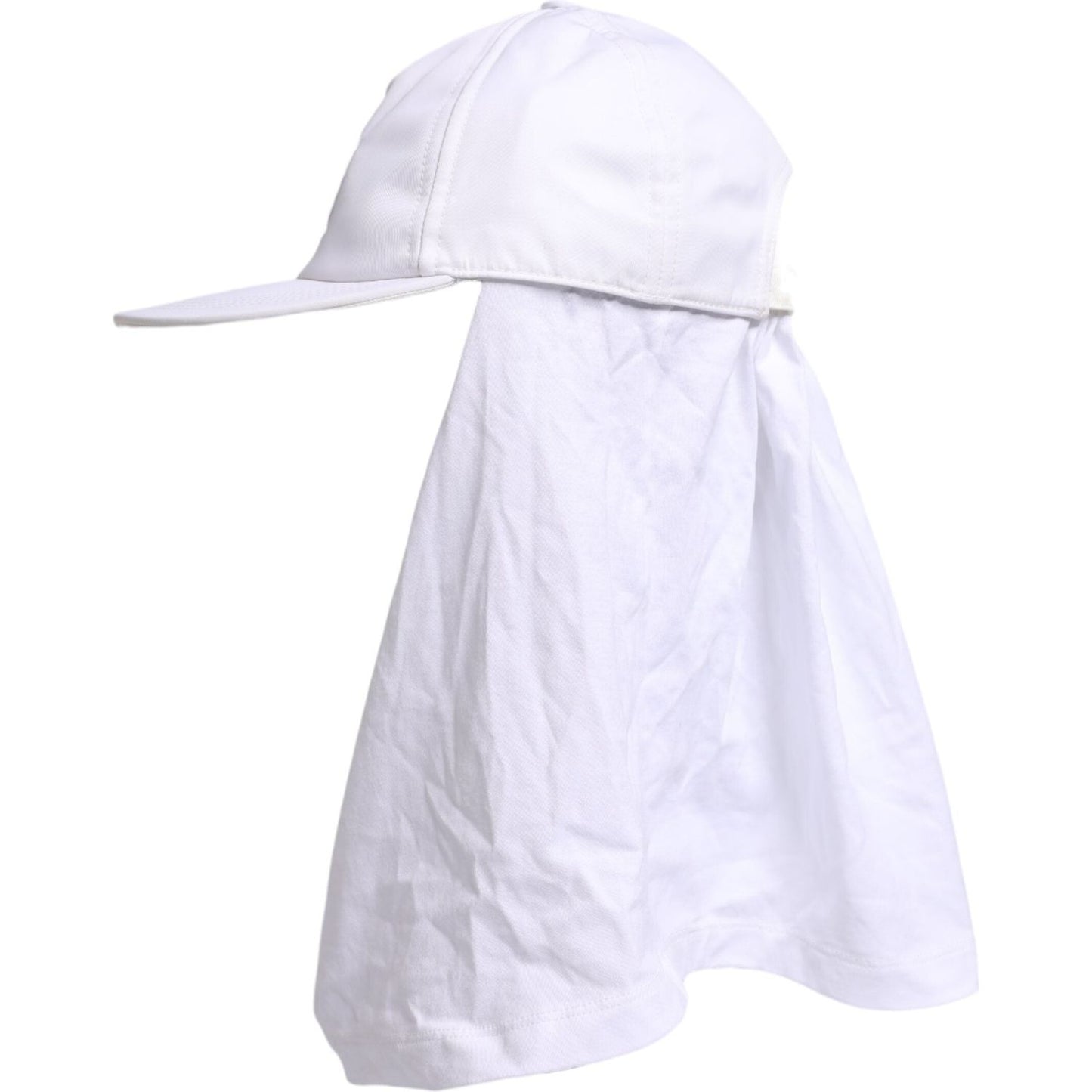 Dolce & Gabbana white cotton baseball balaclava cap with DG logo, made in Italy, 100% cotton, stylish and versatile headwear.