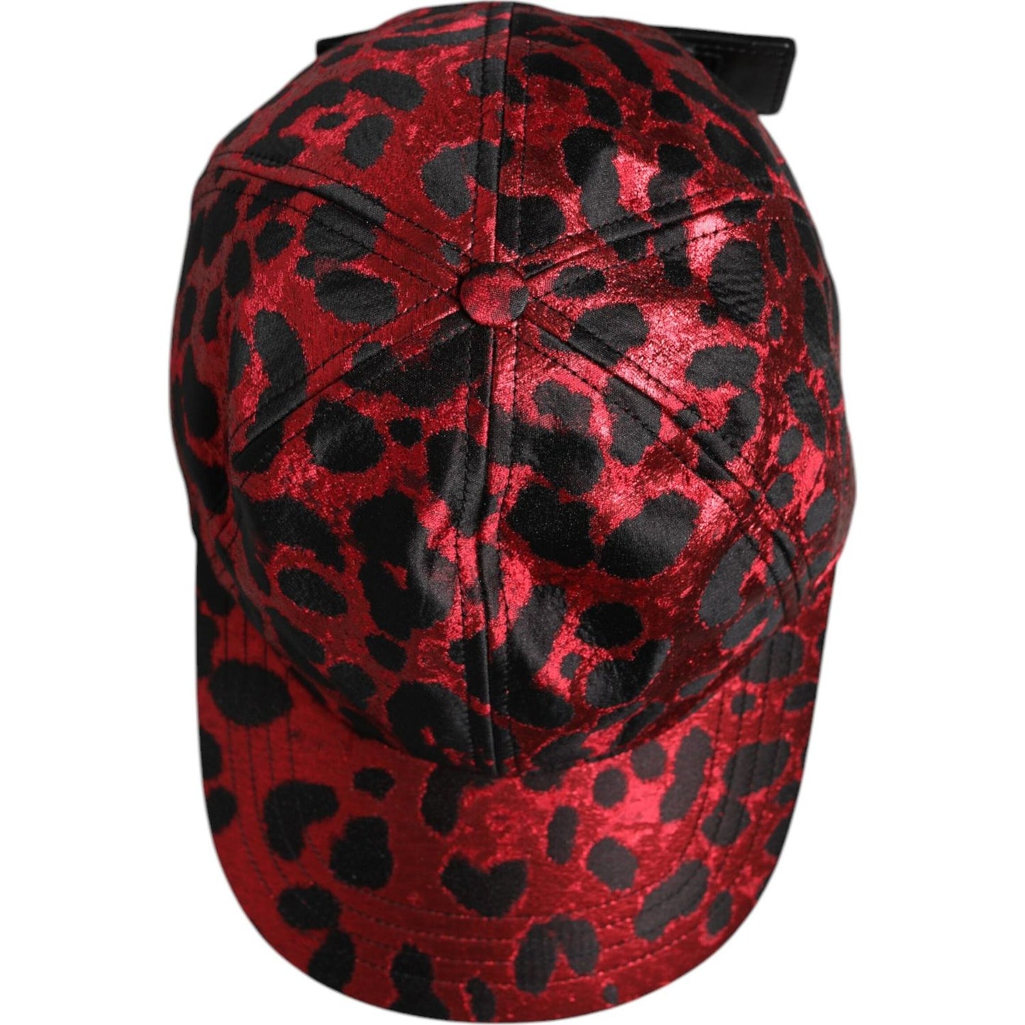 Dolce & Gabbana red leopard print baseball cap, featuring DG logo, made in Italy, with minor defect on closure.