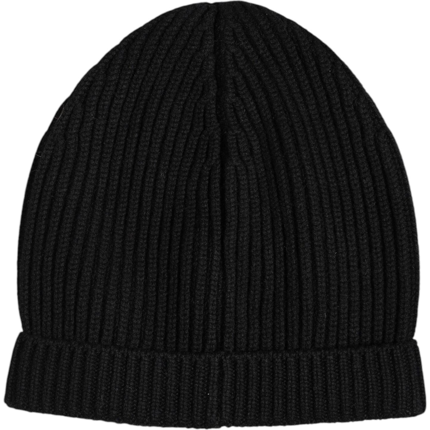 Dolce & Gabbana black cashmere knitted winter beanie hat, 100% authentic, men’s, logo detail, made in Italy.