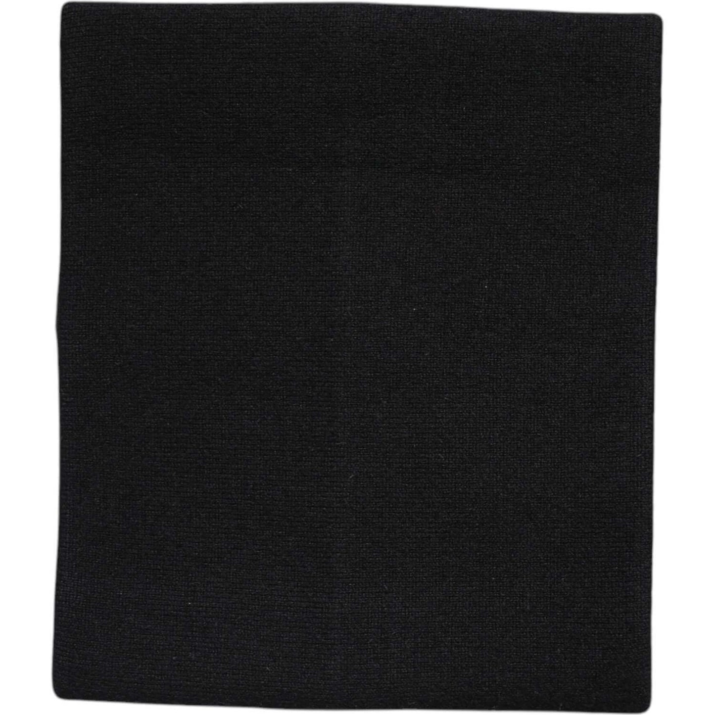 Dolce & Gabbana black cashmere neck warmer scarf, Italian-made, showcasing luxury knitted design and logo details.