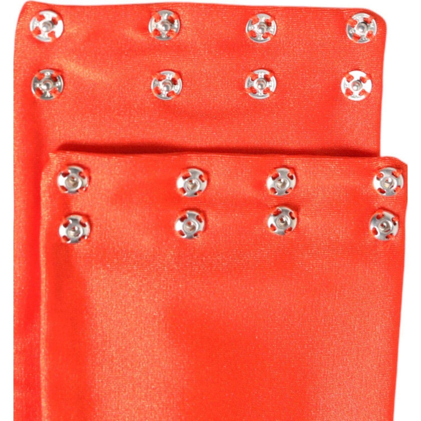 Dolce & Gabbana orange nylon stretch neck warmer scarf with silver accents, women's fashion accessory, luxurious Italian design.