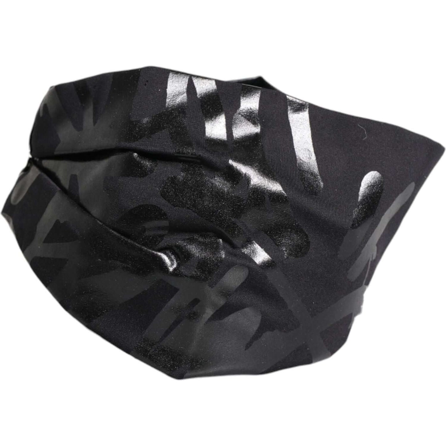 Dolce & Gabbana black nylon DG logo head band, women's fashion accessory made in Italy, stretch material with logo details.