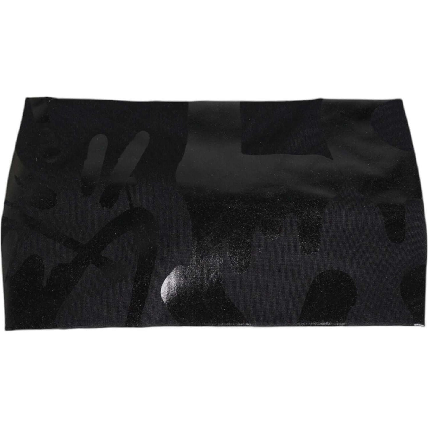 Dolce & Gabbana black nylon stretch DG logo head band, made in Italy, featuring 94% nylon and 6% elastane material.