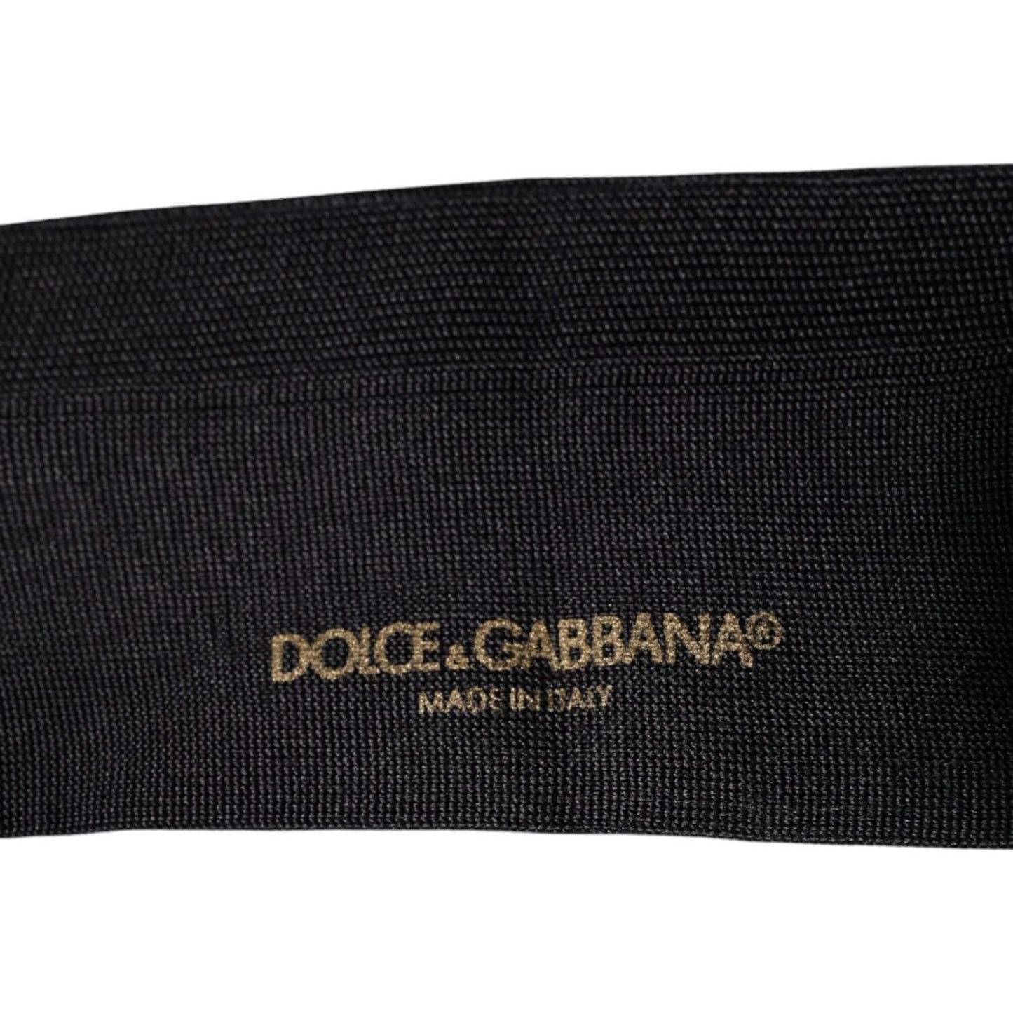 Dolce & Gabbana black cotton men's socks with yellow logo detailing, mid calf length, made in Italy, luxury fashion.