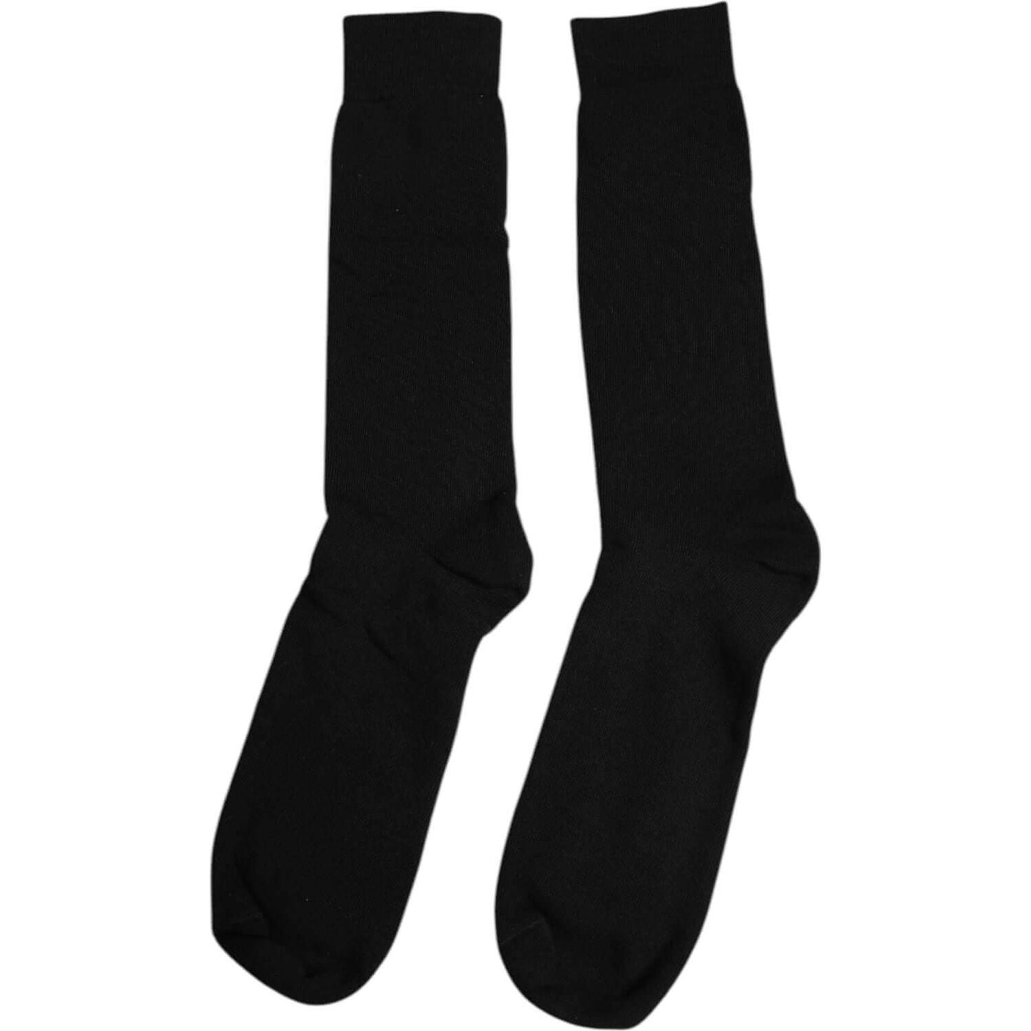 Dolce & Gabbana black cotton mid calf men's socks with logo details, made in Italy.