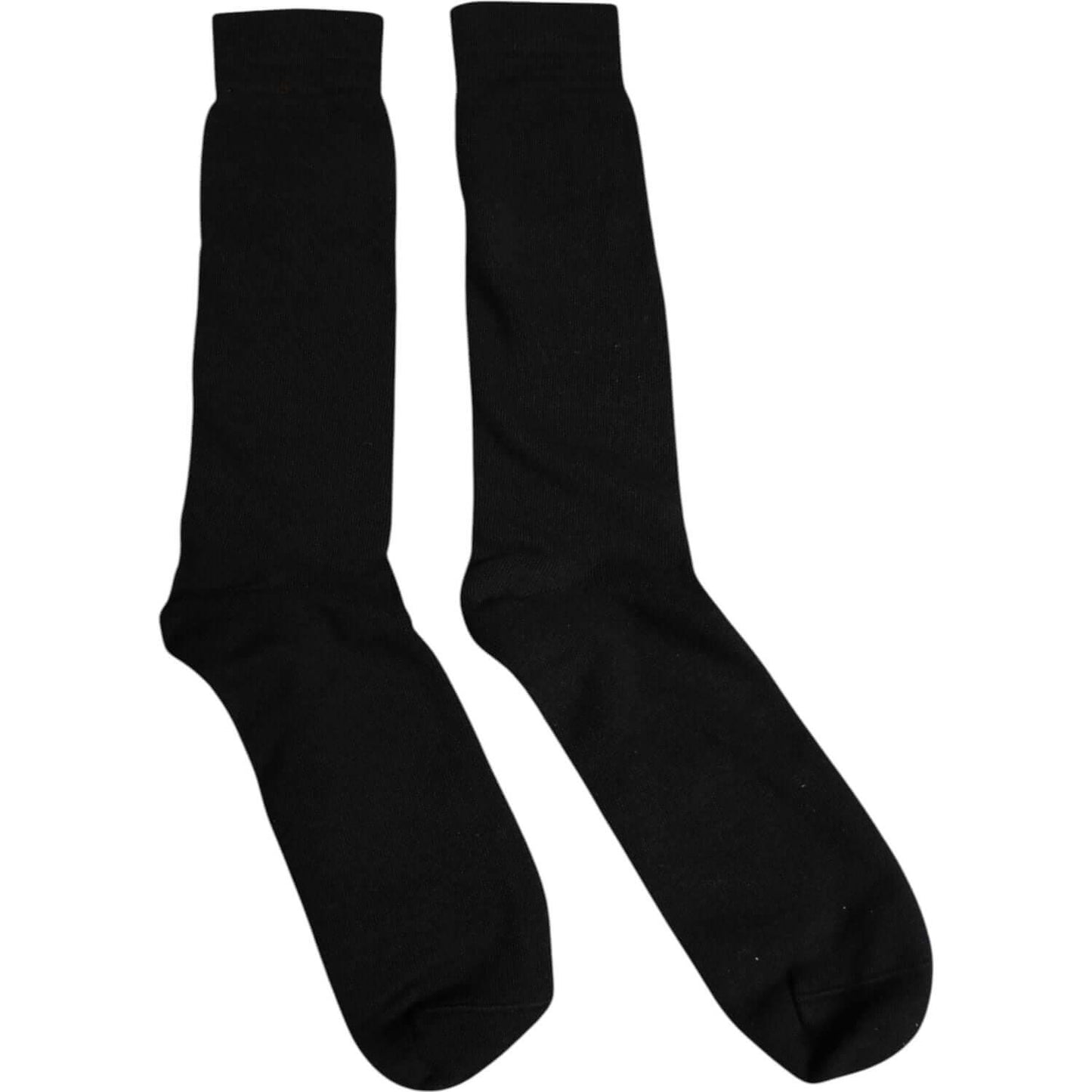 Dolce & Gabbana black cotton mid calf men's socks, 100% cotton, stylish and comfortable, made in Italy.